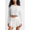 Bp. Open Stitch Crop Sweater In Blue Illusion