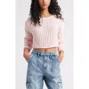 Bp. Open Stitch Crop Sweater In Pink Balm