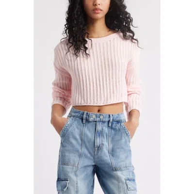 Bp. Open Stitch Crop Sweater In Pink Balm