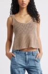 Bp. Open Stitch Crop Tank In Brown