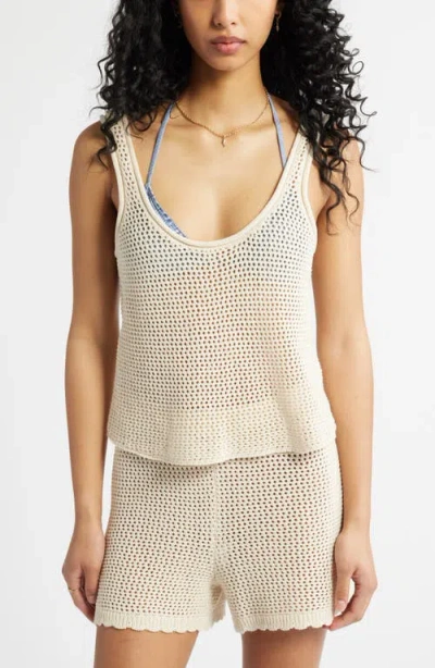 Bp. Open Stitch Crop Tank In Ivory