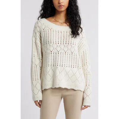 Bp. Open Stitch Oversize Sweater In White