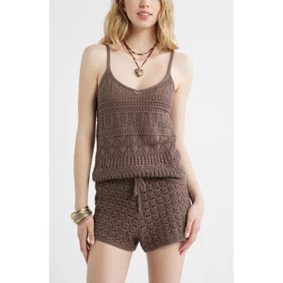 Bp. Open Stitch Tank In Brown