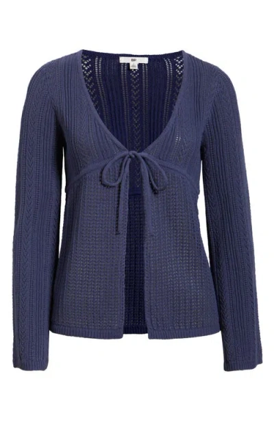 Bp. Openstitch Tie Front Cardigan In Blue