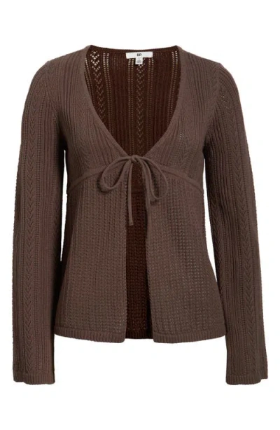 Bp. Openstitch Tie Front Cardigan In Brown