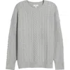 Bp. Oversize Cotton Blend Cable Sweater In Grey Heather