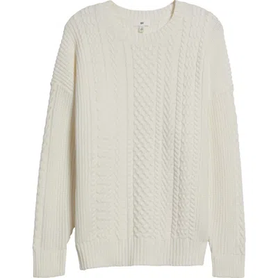 Bp. Oversize Cotton Blend Cable Sweater In Ivory