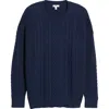 Bp. Oversize Cotton Blend Cable Sweater In Navy Iris