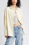 Bp. Oversize Cotton Twill Shirt In Beige Angora