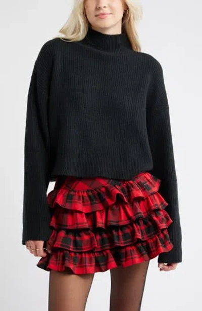 Bp. Oversize Cozy Mock Neck Sweater In Black