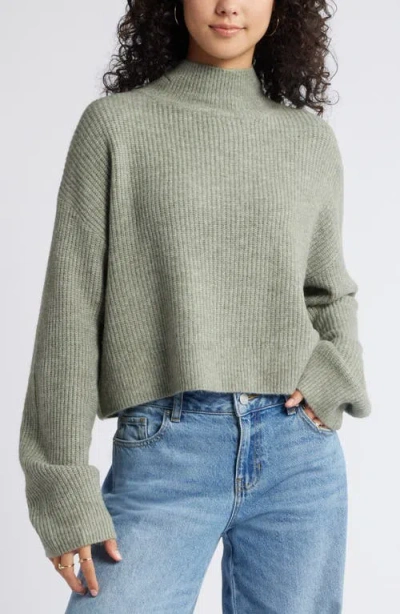Bp. Oversize Cozy Mock Neck Sweater In Green Halo