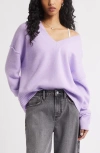 Bp. Oversize Cozy V-neck Sweater In Purple