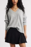Bp. Oversize Cozy V-neck Sweater In Gray