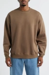 Bp. Oversize Fleece Crewneck Sweatshirt In Brown
