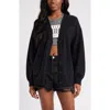 Bp. Oversize Front Pocket Cotton Blend Cardigan In Black