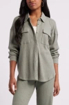 Bp. Oversize Thermal Knit Button-up Shirt In Green Halo