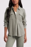 Bp. Oversize Thermal Knit Button-up Shirt In Green Halo