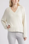 Bp. Oversize V-neck Sweater In Brown