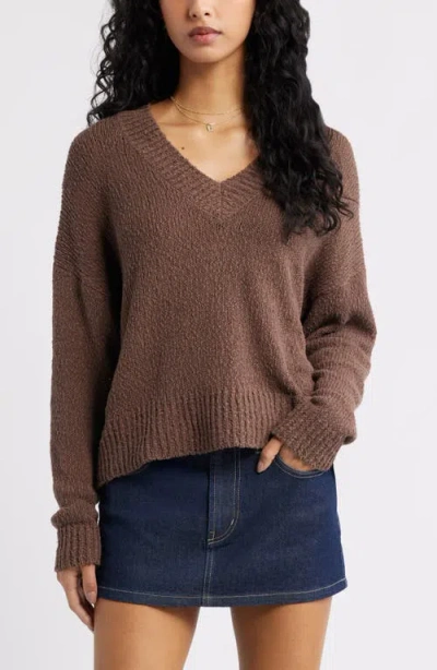 Bp. Oversize V-neck Sweater In Brown