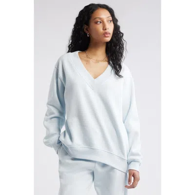 Bp. Oversize V-neck Sweatshirt In Blue Illusion