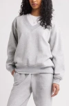 Bp. Oversize V-neck Sweatshirt In Grey Soft Heather