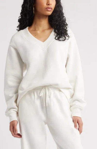 Bp. Oversize V-neck Sweatshirt In Ivory