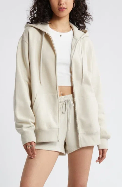 Bp. Oversize Zip Fleece Hoodie In Beige Pumice