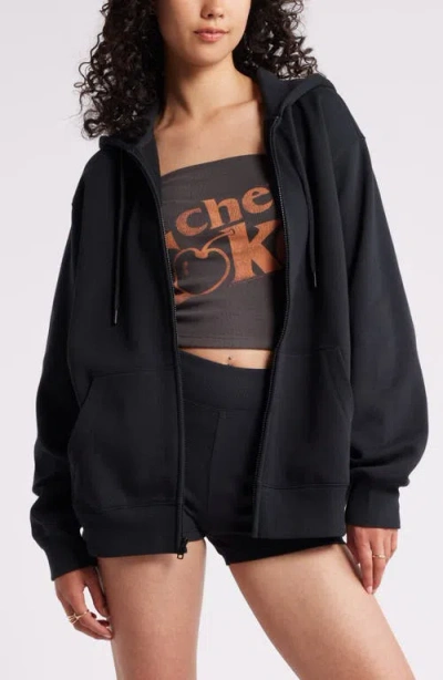 Bp. Oversize Zip Fleece Hoodie In Black Jet