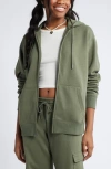 Bp. Oversize Zip Fleece Hoodie In Green Beetle