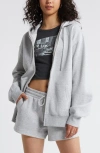 Bp. Oversize Zip Fleece Hoodie In Grey Soft Heather