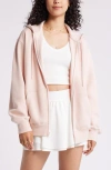 Bp. Oversize Zip Fleece Hoodie In Pink Sepia