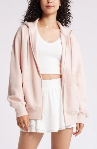 Bp. Oversize Zip Fleece Hoodie In Pink Sepia