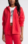 Bp. Oversize Zip Fleece Hoodie In Red Lipstick