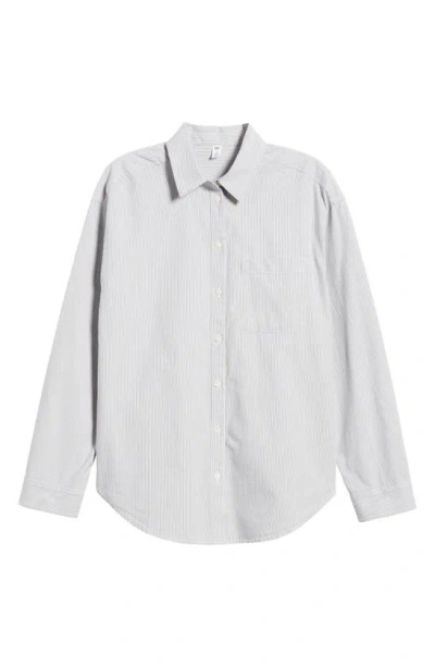Bp. Oxford Cotton Button-up Shirt In Grey- White Mini Oxford Stripe