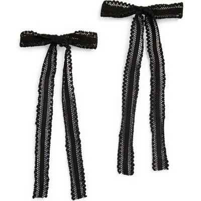 Bp. Pack Of 2 Lace Bow Hair Clips In Black