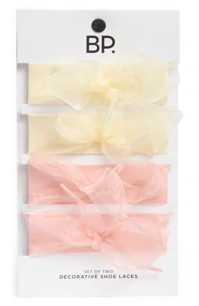 Bp. Pack Of 2 Organza Shoelaces In Ivory- Pink