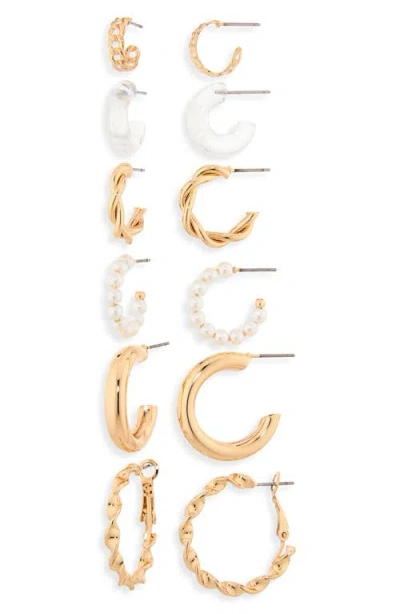 Bp. Pack Of 6 Assorted Hoop Earrings In Gold