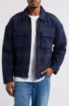 Bp. Plaid Insulated Cotton Flannel Jacket In Blue