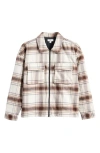 Bp. Plaid Insulated Cotton Flannel Jacket In Ivory- Brown Shilo Plaid
