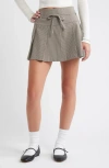 Bp. Pleated Belted Plaid Minskirt In Gray