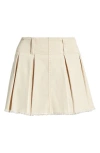 Bp. Pleated Fray Hem Denim Skort In Beige Angora