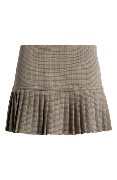 Bp. Pleated Miniskirt In Brown Houndstooth