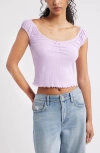 Bp. Pointelle Cap Sleeve Top In Purple