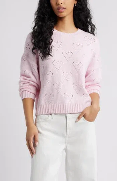 Bp. Pointelle Heart Cotton Blend Sweater In Pattern