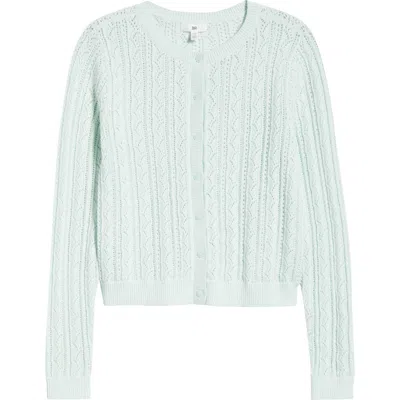 Bp. Pointelle Knit Cardigan In Blue