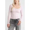 Bp. Pointelle Long Sleeve T-shirt In Pink