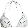 Bp. Polka Dot Ruffle Triangle Bikini Top In White- Black Dots A Lot