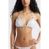 Bp. Polka Dot Ruffle Triangle Bikini Top In White