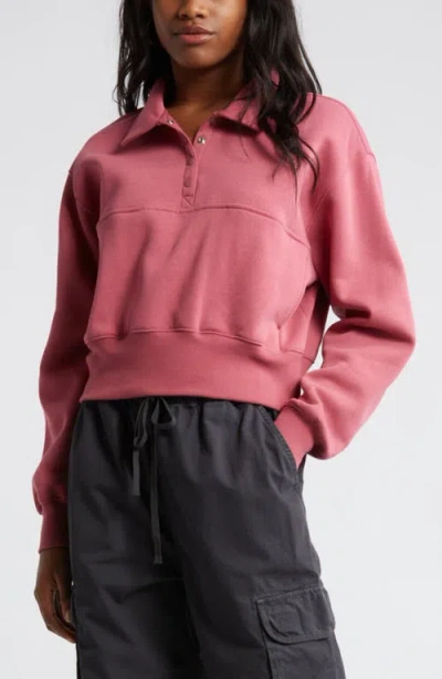 Bp. Polo Fleece Sweatshirt In Pink Mauve