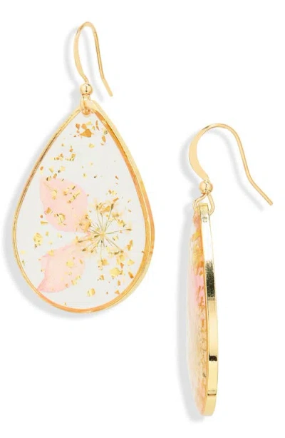 Bp. Pressed Flower Drop Earrings In Gold